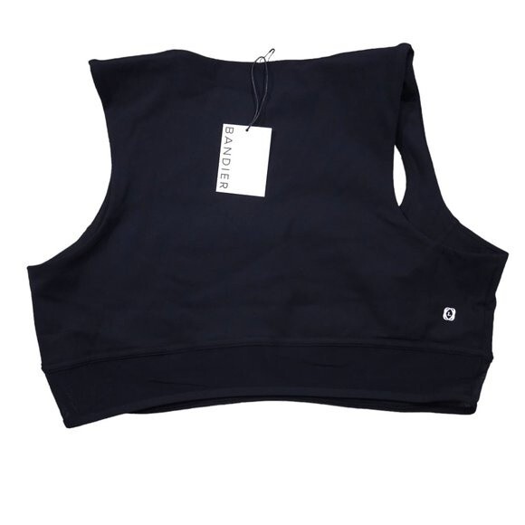 Bandier Le Ore Andria Black Mesh Panel Scoop Neck Sports Bra Women's 1X Revolve - Picture 3 of 6